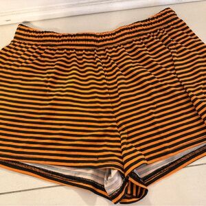 Striped Orange and Black Pajama Shorts